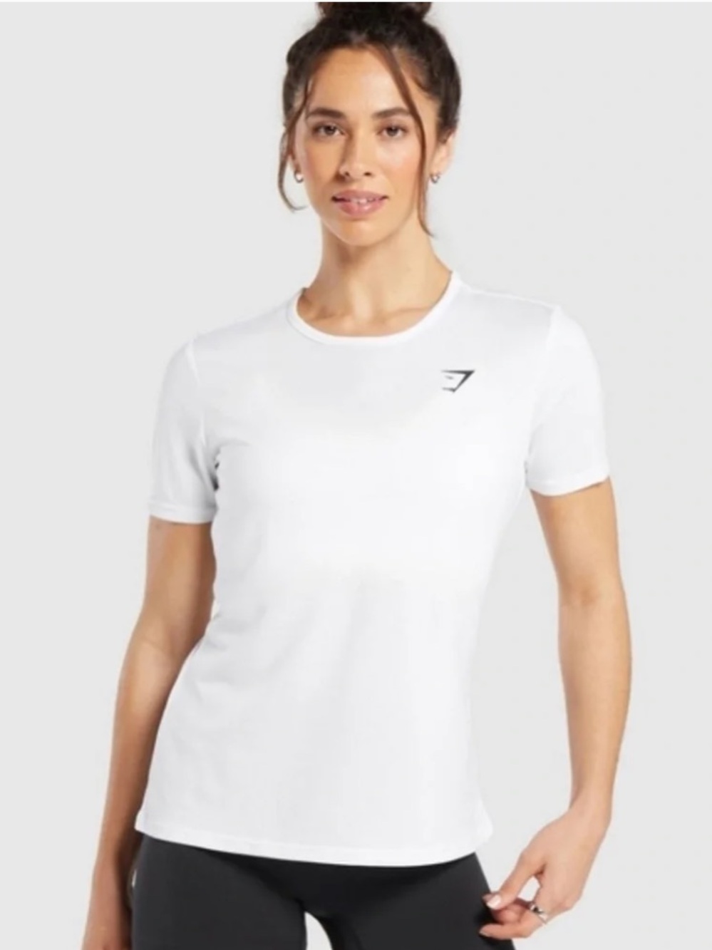 Gymshark White Training T-shirt crewneck short sleeve active casual top logo L